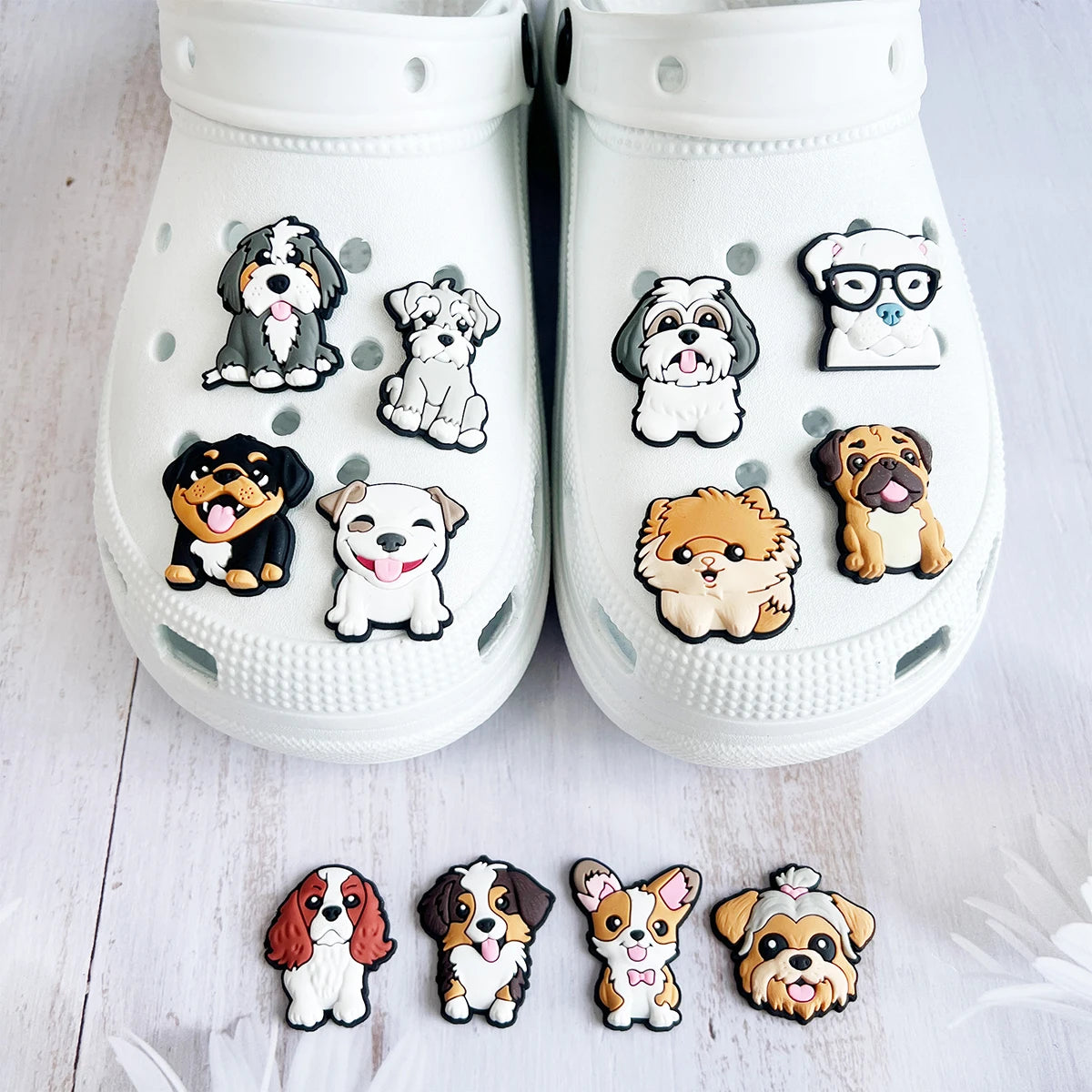 Cute Animals Dog Shoe Charms Pin for Crocs Accessories Charms Clogs Bubble Slides Shoe DIY Shoe Decoration Party Gift