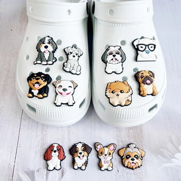 Cute Animals Dog Shoe Charms Pin for Crocs Accessories Charms Clogs Bubble Slides Shoe DIY Shoe Decoration Party Gift