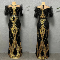 MD African Wedding Party Evening Gown Turkey Dresses For Women Luxury Sequin Bodycon Mermaid Dress Clothing Robe Africaine Femme