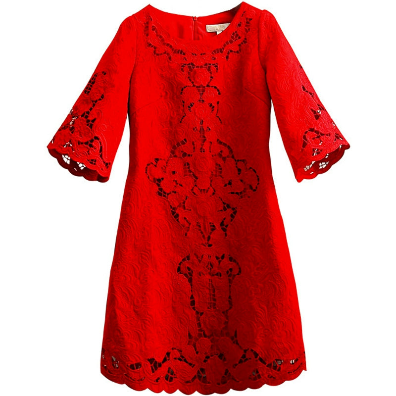 Women's Fashionable Large Size Red Dress