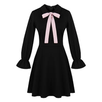 Women's Hepburn Style Bows Dress Black Dress