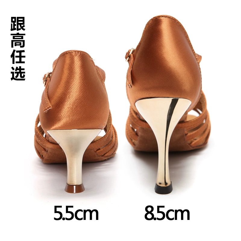 Free Shipping Sasan Sha Shan Jin Heel Three-Proof Satin Latin Dance Shoes Adult Women's High Heel Latin Dance Shoes Friendship Dance