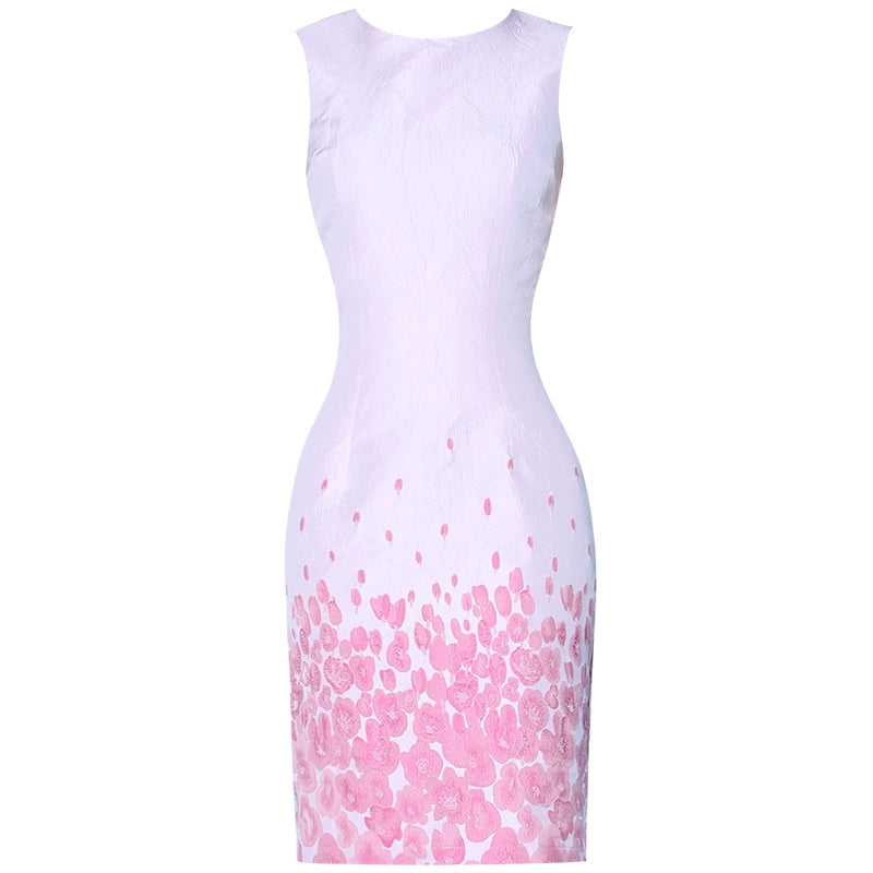 Luxury Socialite Floral round Neck Sleeveless Gradient Dress