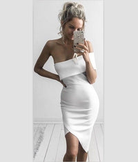 Spring White Fashionable with Side-Slit Party Gathering Bandage Dress