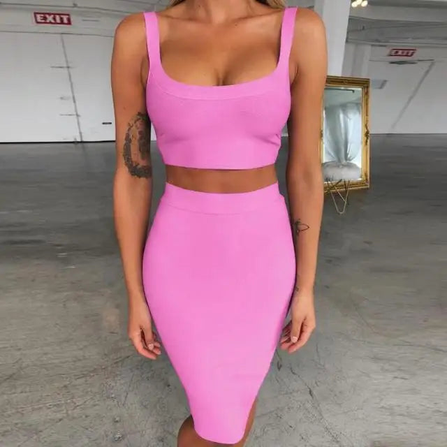 Bandage dress sets Women Sexy Two Piece Skirt Set 2022 Summer