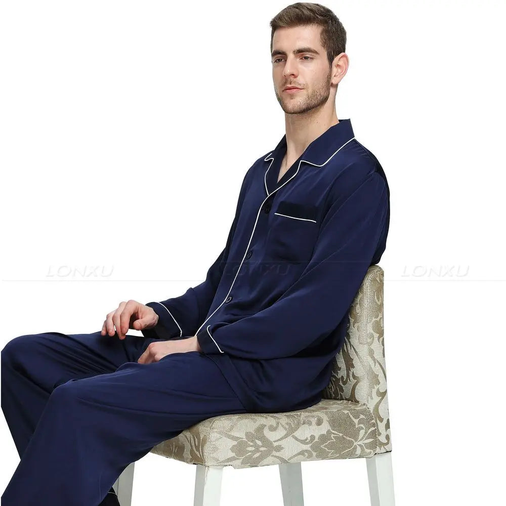 Mens Silk Satin Pajamas  Pyjamas  Set  Sleepwear Set  Loungewear  U.S. S,M,L,XL,XXL,XXXL,4XL__Fits All  Seasons