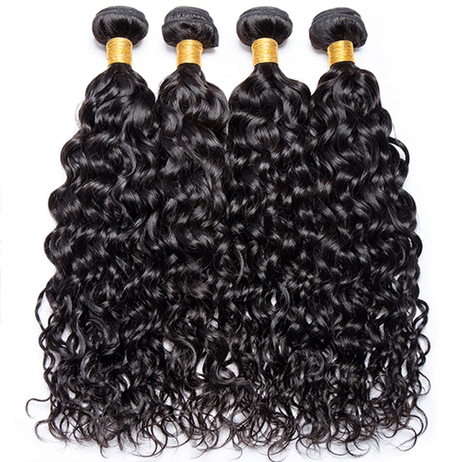 12A Water Wave Bundles With Frontal Wet and Wavy Virgin Curly Loose Deep 100% Human Hair