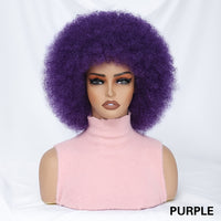Short Afro Wigs For Women Blonde 10 Inch Afro Curly Wig With Bangs 70s Large Bouncy Soft Synthetic Female Wigs For Party Cosplay