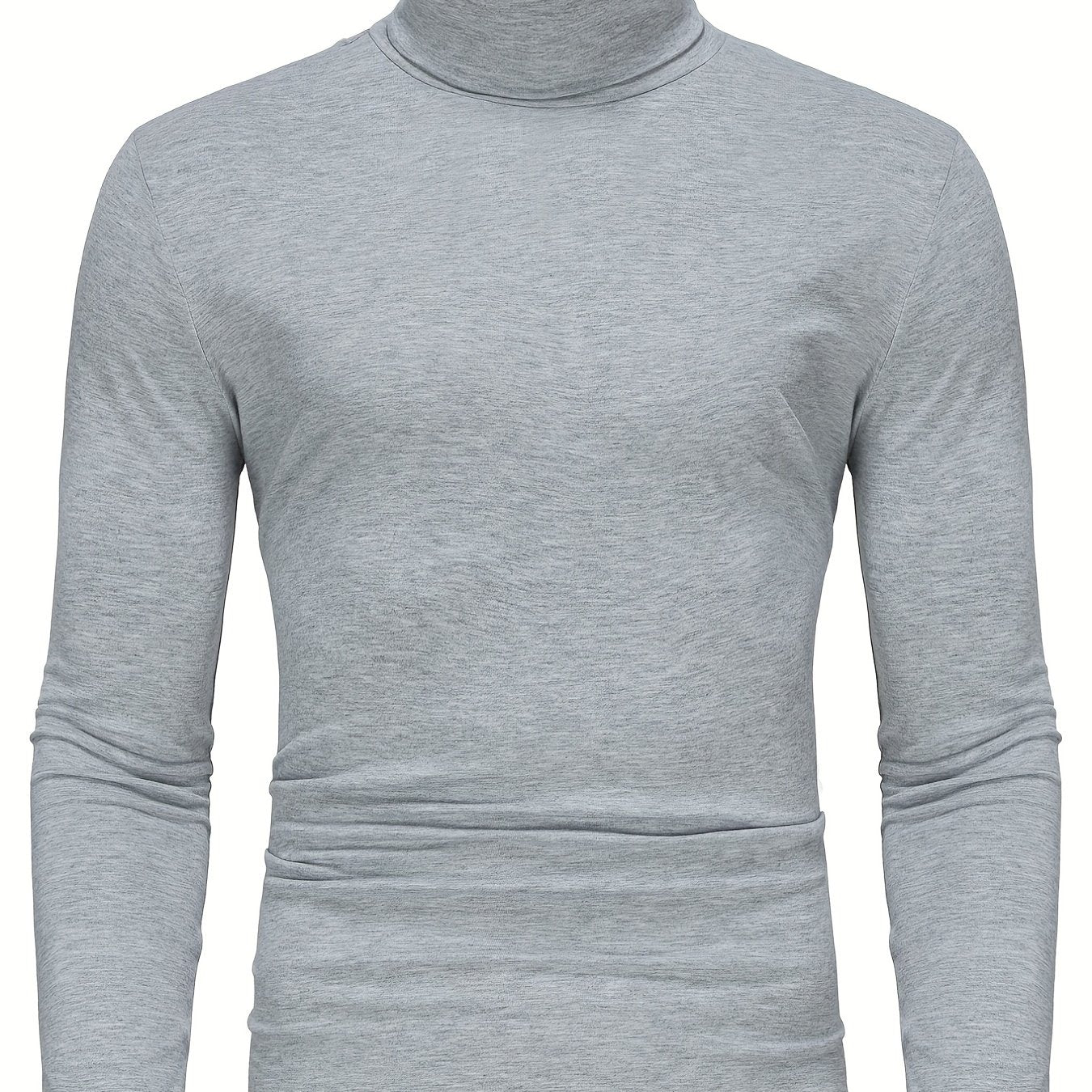 Long-Sleeved Multicolor Turtleneck Shirt for Men - Soft Medium Stretch Polyester Fabric, Regular Fit, High Neck Collar, Machine Washable, Perfect for Spring and Fall Seasons