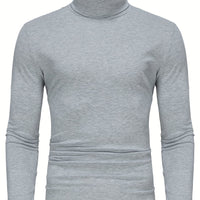Long-Sleeved Multicolor Turtleneck Shirt for Men - Soft Medium Stretch Polyester Fabric, Regular Fit, High Neck Collar, Machine Washable, Perfect for Spring and Fall Seasons