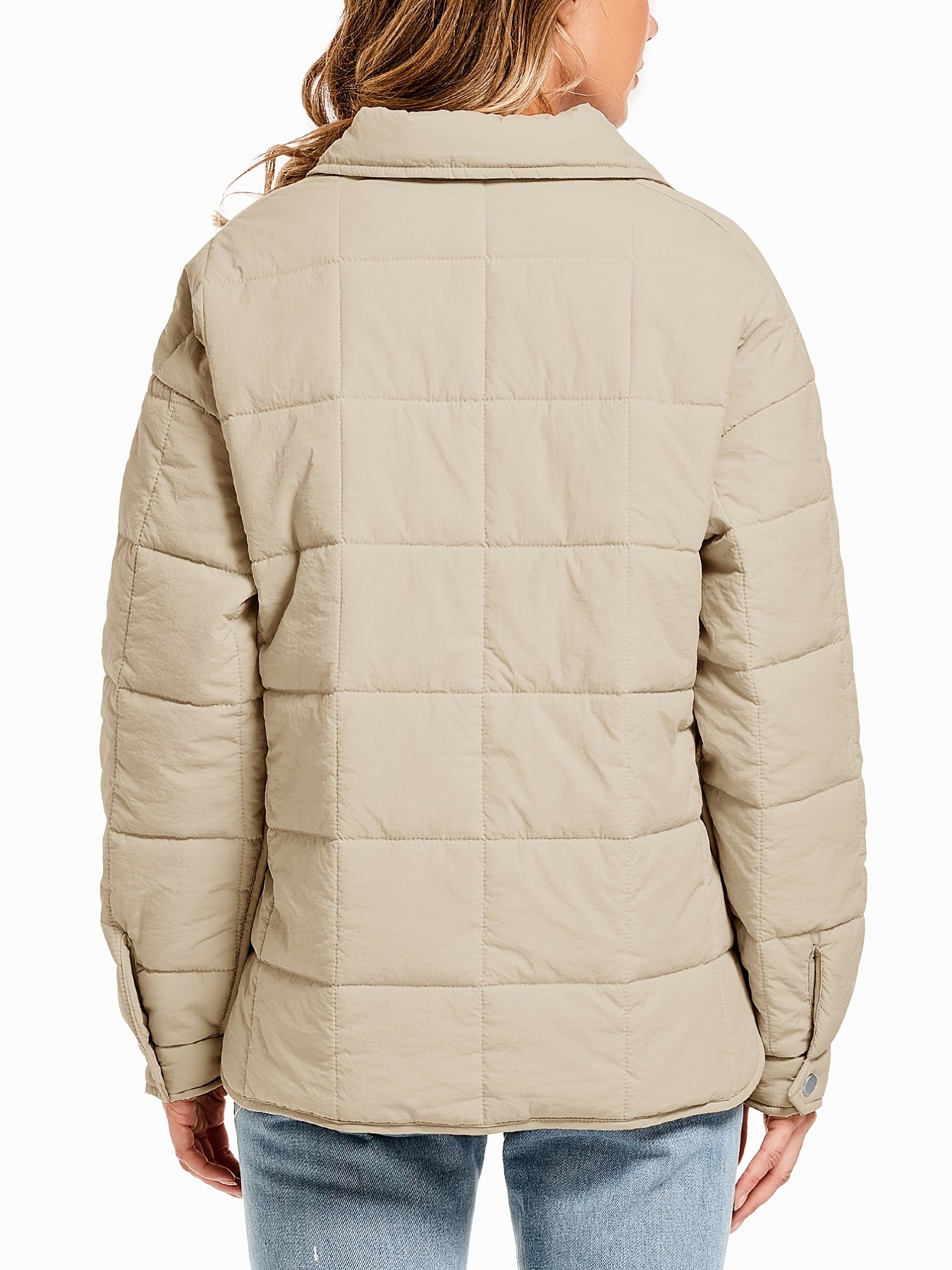Zip Up Solid Coat, Casual Long Sleeve Winter Warm Versatile Outerwear, Women's Clothing