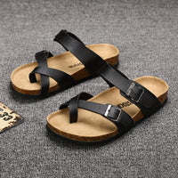 Men's Sandals, Arch Support Slide With Adjustable Buckle Strap And Cork Insole