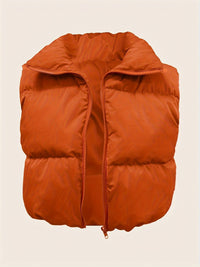 Stylish High Neck Sleeveless Vest Coat - Zip-Up, Casual, Solid Color, Women's Outerwear - Perfect for Daily Wear, Travel, and Outdoor Activities