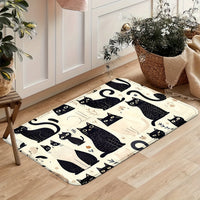 Cats Animal Kitchen Mats: Non-slip, Durable Bathroom Pads, Comfortable Standing Runner Rugs, Carpets for Kitchen, Home, Office, Sink, Laundry Room, Bathroom, Spring Decor, Available in Different Sizes