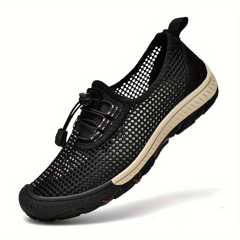[Breathable Men's Sandals] Comfy Breathable Men's Sandals - Solid Color Slip On Adjustable Buckle Shoes - Non Slip Rubber Sole Durable Beach Water Shoes for Summer