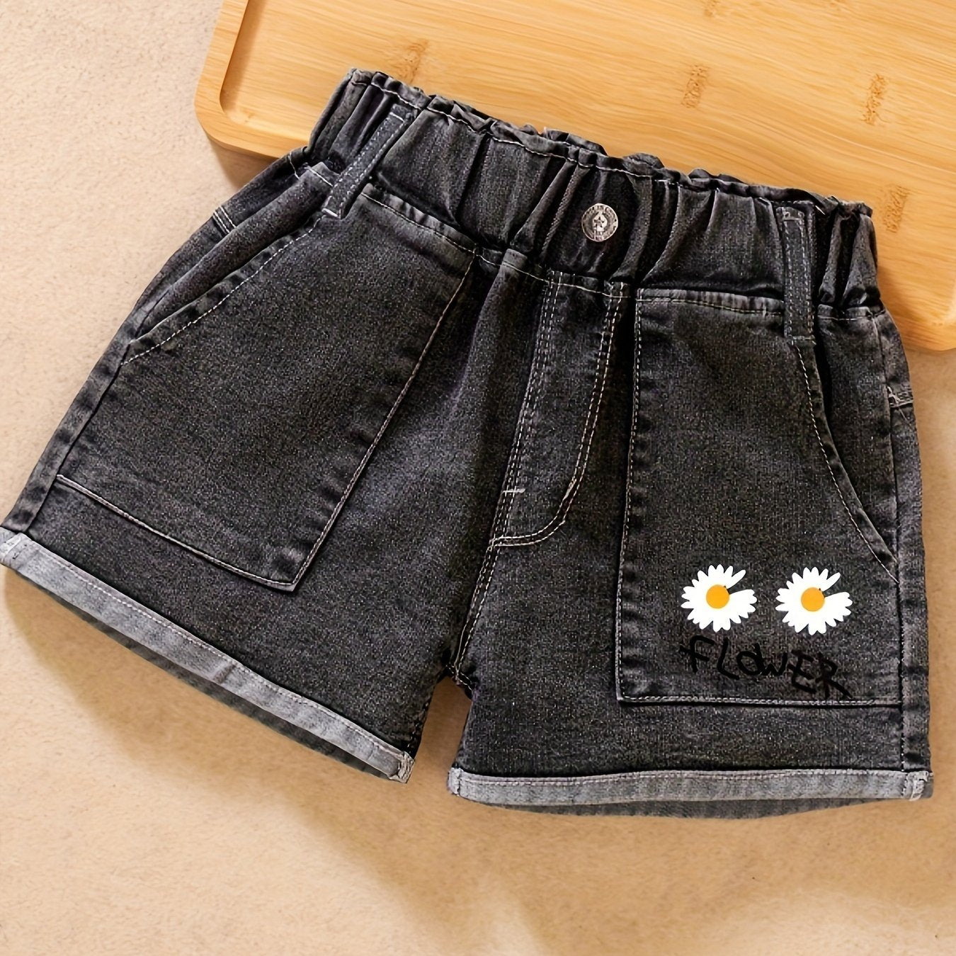 Vibrant Floral Graphic Denim Shorts - Ultra-Comfy, Stylish, and Durable - Perfect for Young Girls Summer Outfits and Daily Wear