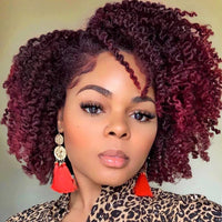 Short Kinky Curly Wigs Side Part Afro Bomb Curly Wig Heat Resistant Fiber Kinky Curly Synthetic Full Wigs For Women 6 Inch