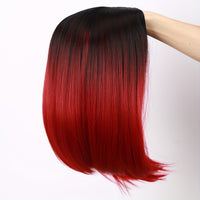 14-Inch Straight Synthetic Bob Wig with Ombre Effect - Black to Red, Heat-Resistant Fiber, Daily Cosplay & Party Style, High-Density Rose Net, Perfect for Women, Party Hair Accessory | Stylish Hairpiece | Heatresistant Fiber,