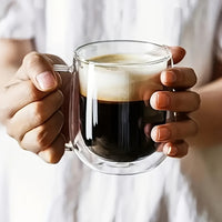 4pcs Set 350ml/11.84oz, With Lid And Spoon, Double-layer Glass Coffee Cup, Insulated Glass Coffee Cup, Set Of 4 Coffee Cups, Latte Coffee Cup, Americano, Cappuccino, Tea Bag, Transparent Glass