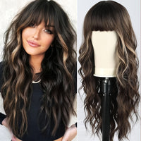 Highlight Long Curly Wavy Wig Synthetic Wig Beginners Friendly Heat Resistant Elegant For Daily Use Wigs For Women