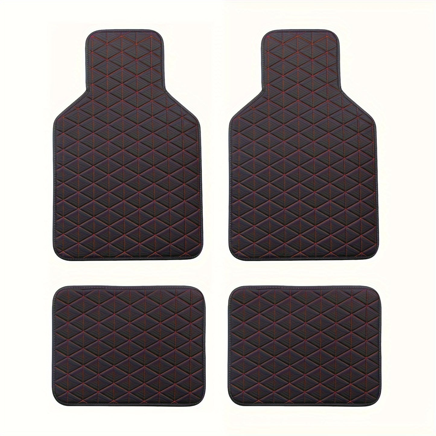 4pcs Car Floor Mats Waterproof PU Leather Universal Car Mats, Simple Design for Men And Women Car Interior Accessories