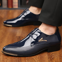 Plus Size Men's Faux Patent Leather Upper Derby Shoes, Comfy Non Slip Rubber Sole Durable Dress Shoes, Men's Footwear