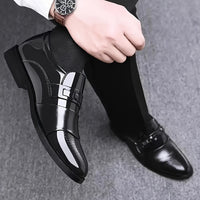 Stylish Men's Dress Shoes - Fashionable PU Upper Slip-On Shoes for Business, Office, Parties, and Weddings - Comfortable, Breathable, and Durable
