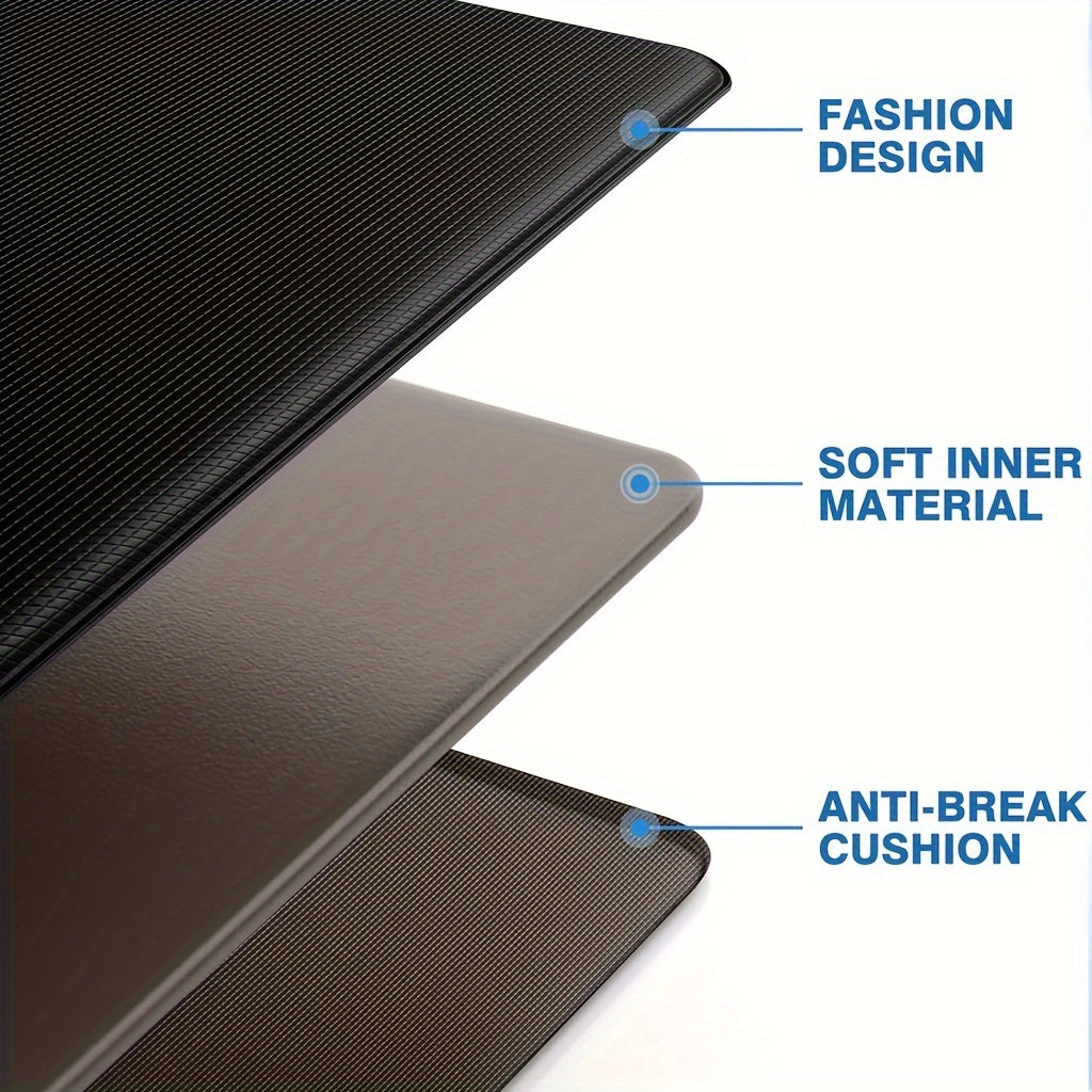 Kitchen Mat [2 PCS] Cushioned Anti-Fatigue Kitchen Rug, Waterproof Non-Slip Kitchen Mats and Rugs Heavy Duty PVC Ergonomic Comfort Foam Rug for Kitchen, Floor Home, Office, Sink, Laundry, black