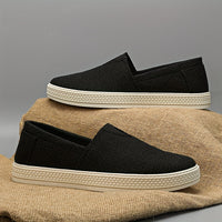Comfy Slip-On Loafers - Men's Canvas Shoes with Breathable Solid Colours, Non-Slip Soles, Durable Design for Outdoor Activities and Casual Walking - Comfortable, Relaxed Fit for Men's Footwear