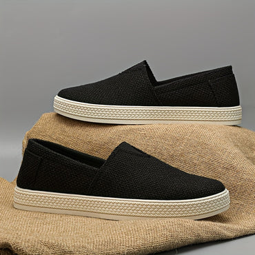 Comfy Slip-On Loafers - Men's Canvas Shoes with Breathable Solid Colours, Non-Slip Soles, Durable Design for Outdoor Activities and Casual Walking - Comfortable, Relaxed Fit for Men's Footwear