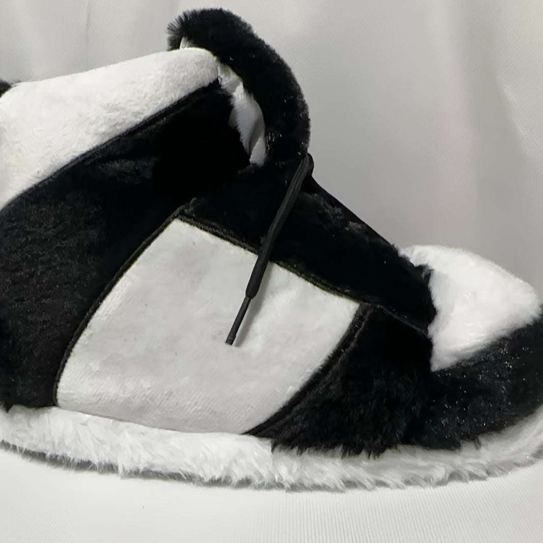 Men's Fuzzy Lace Up Thermal Home Shoes, Comfy Non Slip Casual Funny Indoor Shoes, Men's Footwear