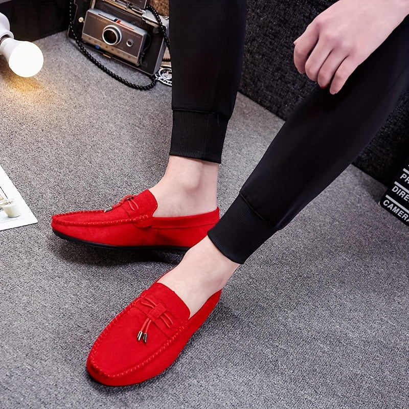 Men's Solid Color Slip On Tassel Loafer Shoes, Comfy Non Slip Casual Durable Rubber Sole Lightweight Walking Shoes, Men's Footwear