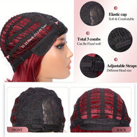 14-Inch Straight Synthetic Bob Wig with Ombre Effect - Black to Red, Heat-Resistant Fiber, Daily Cosplay & Party Style, High-Density Rose Net, Perfect for Women, Party Hair Accessory | Stylish Hairpiece | Heatresistant Fiber,