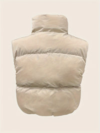 Stylish High Neck Sleeveless Vest Coat - Zip-Up, Casual, Solid Color, Women's Outerwear - Perfect for Daily Wear, Travel, and Outdoor Activities