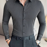 A Classic Regular-Fit Men'S Dress Shirt with Wide Vertical Stripes.