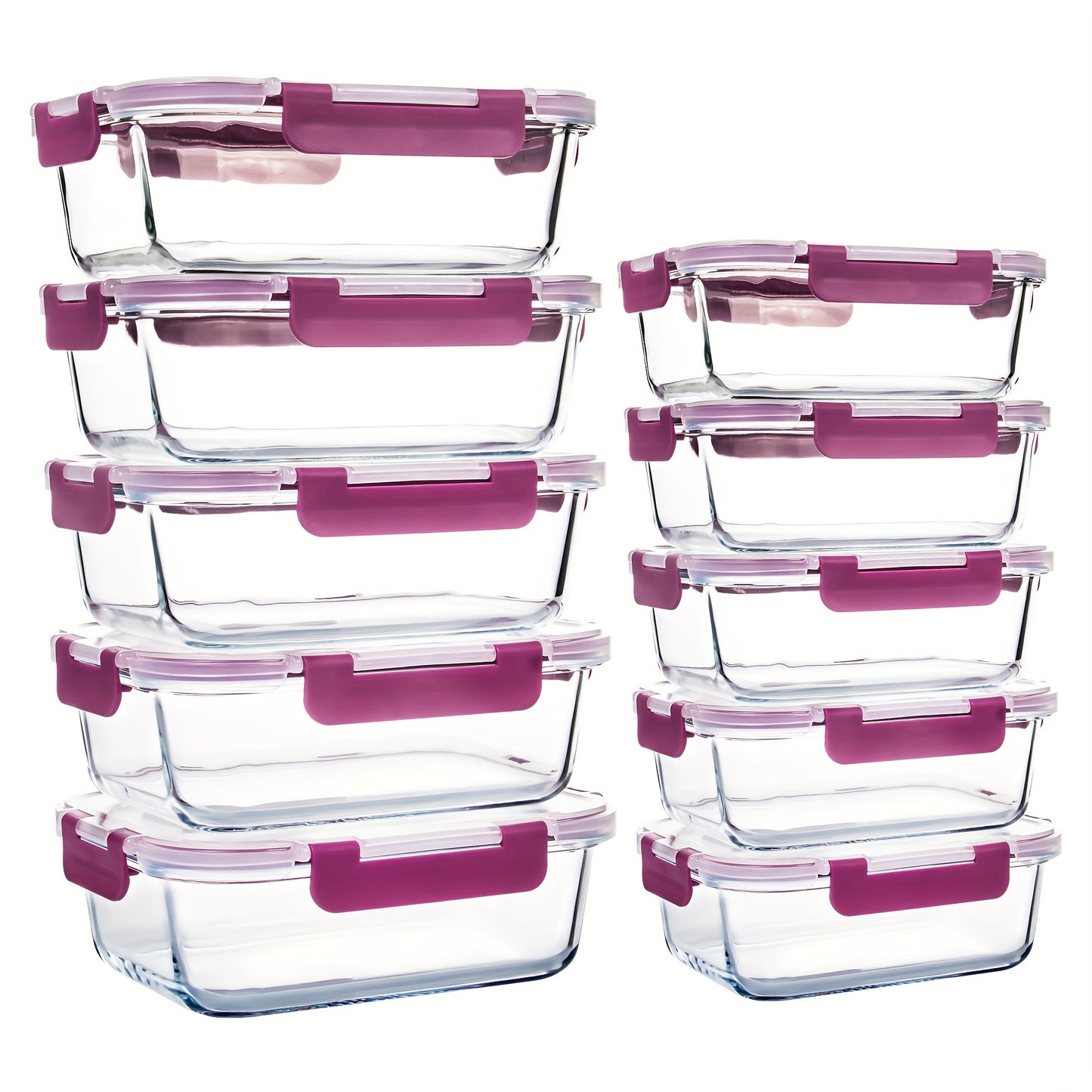 10-PACK Glass Meal Prep Containers Set, Food Storage Containers With Airtight Lids, Glass Lunch Boxes For Home Kitchen Office Lunch