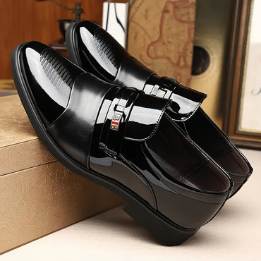 Stylish Men's Dress Shoes - Fashionable PU Upper Slip-On Shoes for Business, Office, Parties, and Weddings - Comfortable, Breathable, and Durable