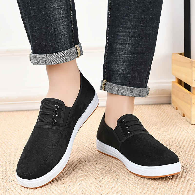 Comfy Tai Chi Kung Fu Slip-On Shoes - Men's Canvas Shoes with Non-Slip Durable Rubber Sole, Breathable Canvas Upper, and Soft Insoles for Comfortable Walking and Martial Arts Training - Ideal for Men's Footwear and Fitness En