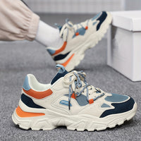 Men's Knit Breathable Chunky Shoes, Casual Lace Up Comfy Soft Sole Sneakers For Outdoor Activities, Spring And Summer, men's footwear