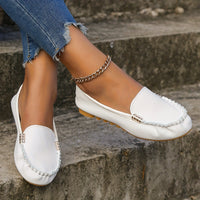 [Comfortable Loafers] Comfortable Round Toe Loafers | Women's Solid Slip On Shoes, Women's Footwear