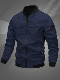 Men'S Letter Embroidered Casual Bomber Jacket