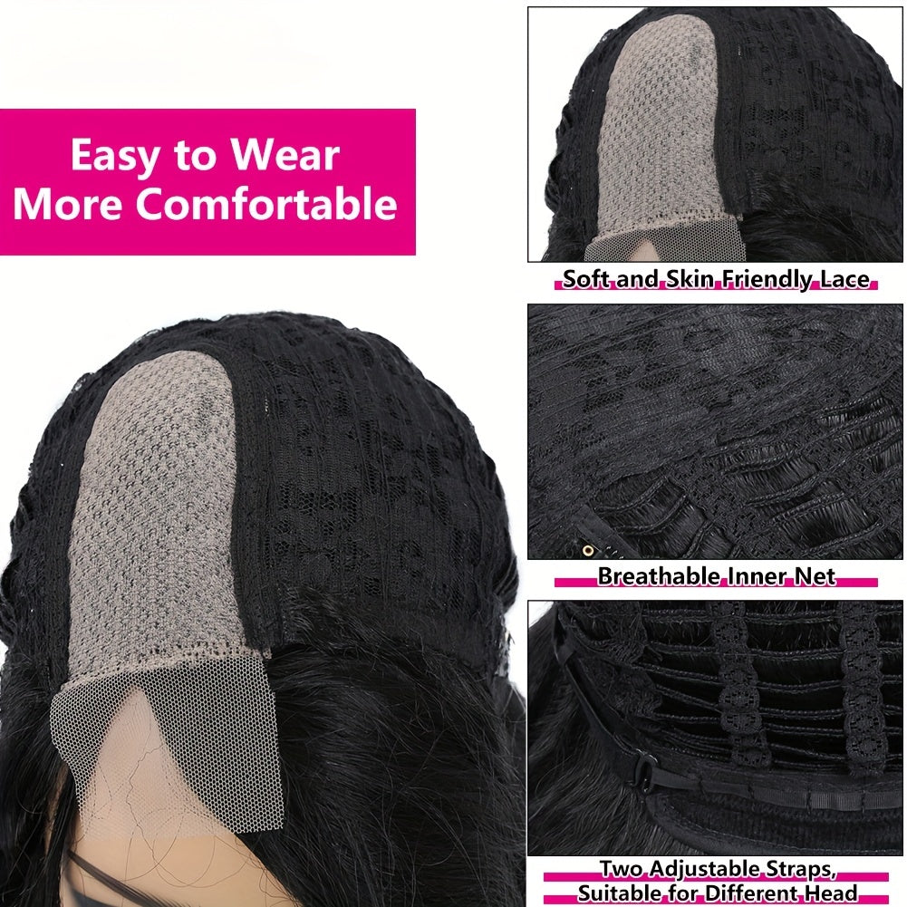 [130% Density Heat Resistant Wig] Chic Bob Wig for Women - Loose Curly, Side Part, Synthetic Lace Front in Black & Brown, 130% Density, Heat Resistant, Perfect for Cosplay & Daily Wear, Short Wig, Perruque