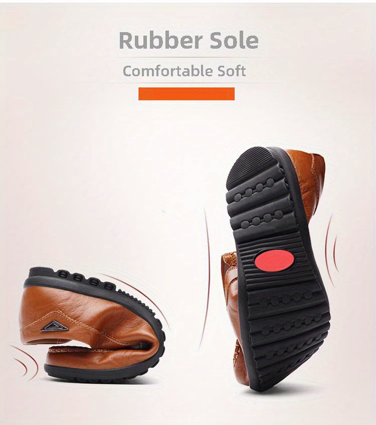 [Comfortable Loafers] CLOHOO Men's Genuine Faux Leather Slip-On Loafers | Non-Slip Comfortable Casual Shoes with Round Toe, Black, Rubber Sole, Faux Cover Lining - All Seasons Durable Footwear, Sleek Loafer Design