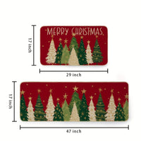 Merry Christmas Kitchen Mats Set Of 2, Red Xmas Tree Winter Farmhouse Style Home Kitchen Decorations Rugs For Floor- 17x29 And 17x47 Inch BT007