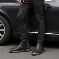 Men'S Chelsea Ankle Boots - Size 40-46, Brown Faux Cover with Black Elastic Band, Pointed Toe, TPR Sole, Ideal for Casual Wear and Vacation