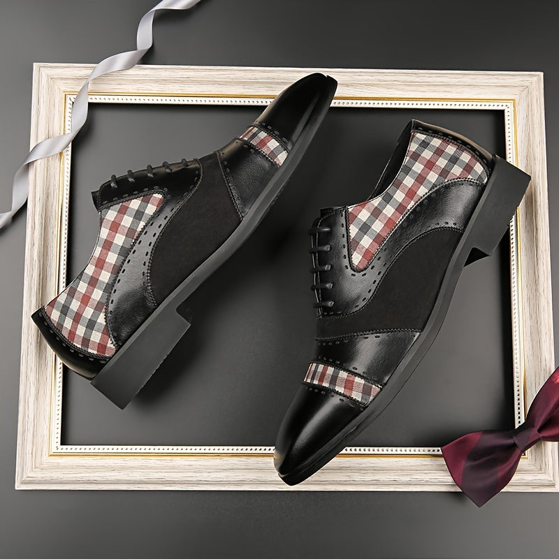 Men's Vintage Elegant Cap Toe Oxford Shoes, Comfy Non Slip Durable Rubber Sole Lace Up Formal Shoes, Men's Footwear
