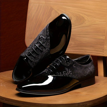 Bruno Marc Classic Glossy Velvet Men's Dress Shoes - Formal Oxford Lace-up Caden