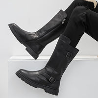 Men's Solid Color High Top Knee High Top Microfiber Upper Boots, Comfy Non Slip Durable Rubber Sole Shoes, Men's Footwear