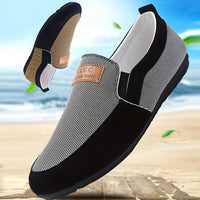 Men's Summer 2023 Canvas Slip-On Loafers - Casual & Trendy Korean Style, Versatile Black and Gray with Breathable Fabric, Non-Slip PVC Sole, Round Toe Design for Work & Leisure, Men's Footwear