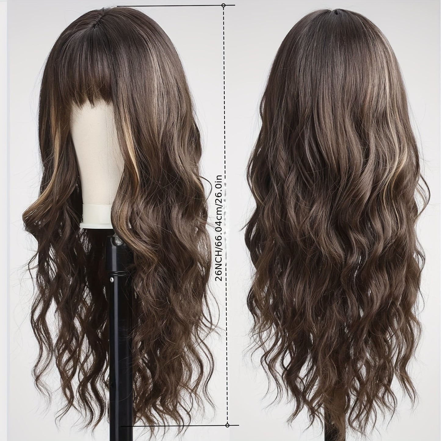 Highlight Long Curly Wavy Wig Synthetic Wig Beginners Friendly Heat Resistant Elegant For Daily Use Wigs For Women